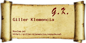 Giller Klemencia névjegykártya